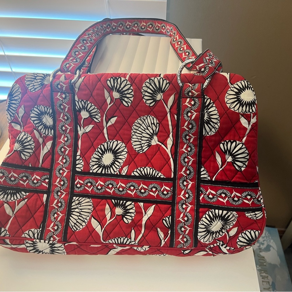 Vera Bradley Red and White Tote Bag with Floral Design